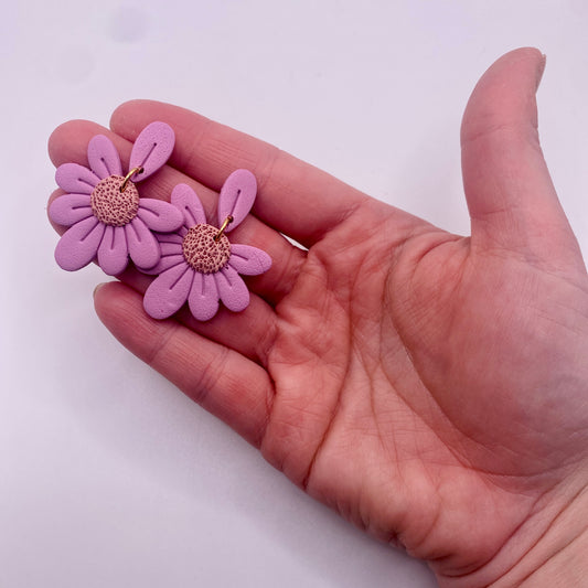 Purple Flower Dangle Earrings