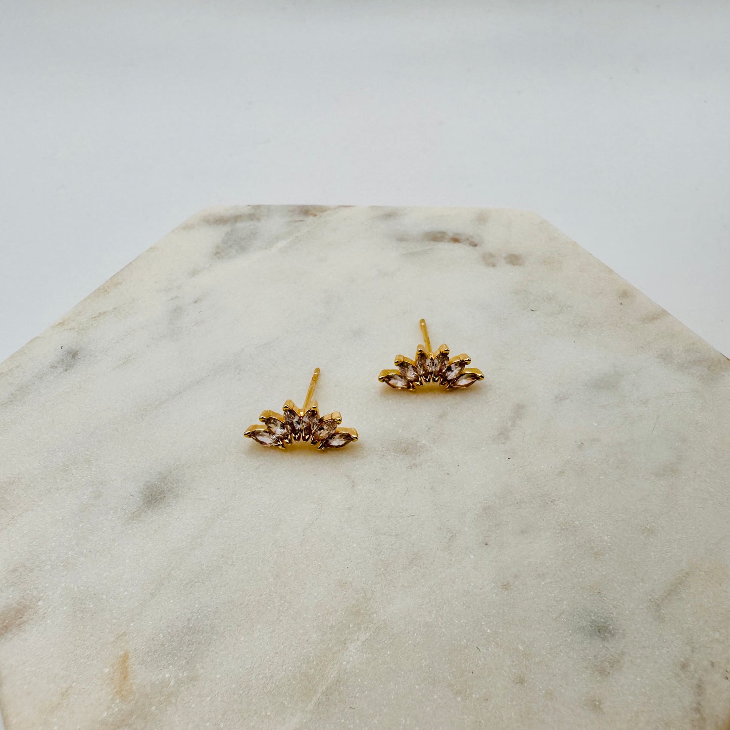 Cubic Zirconia Leaf petal Stud