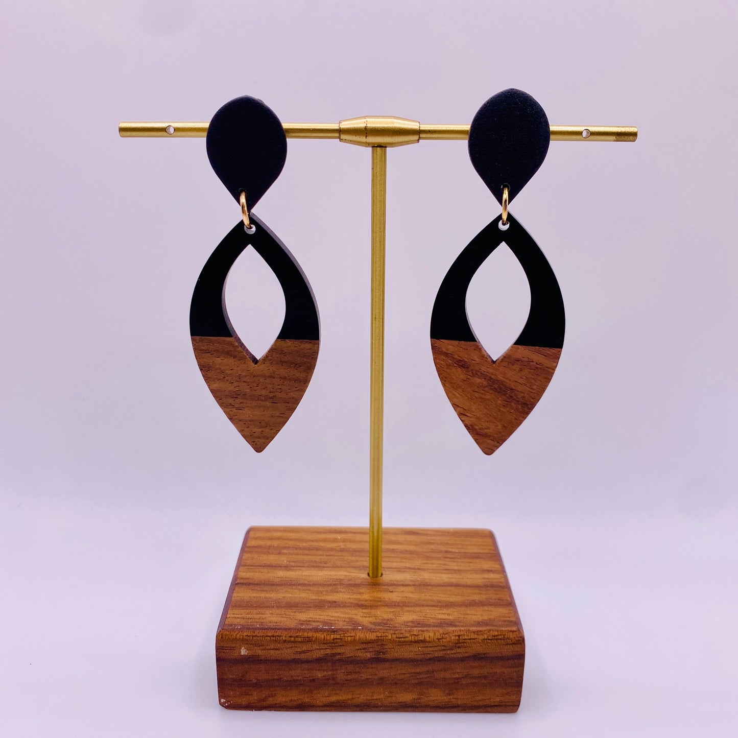 Black & Wood Dangle Earring