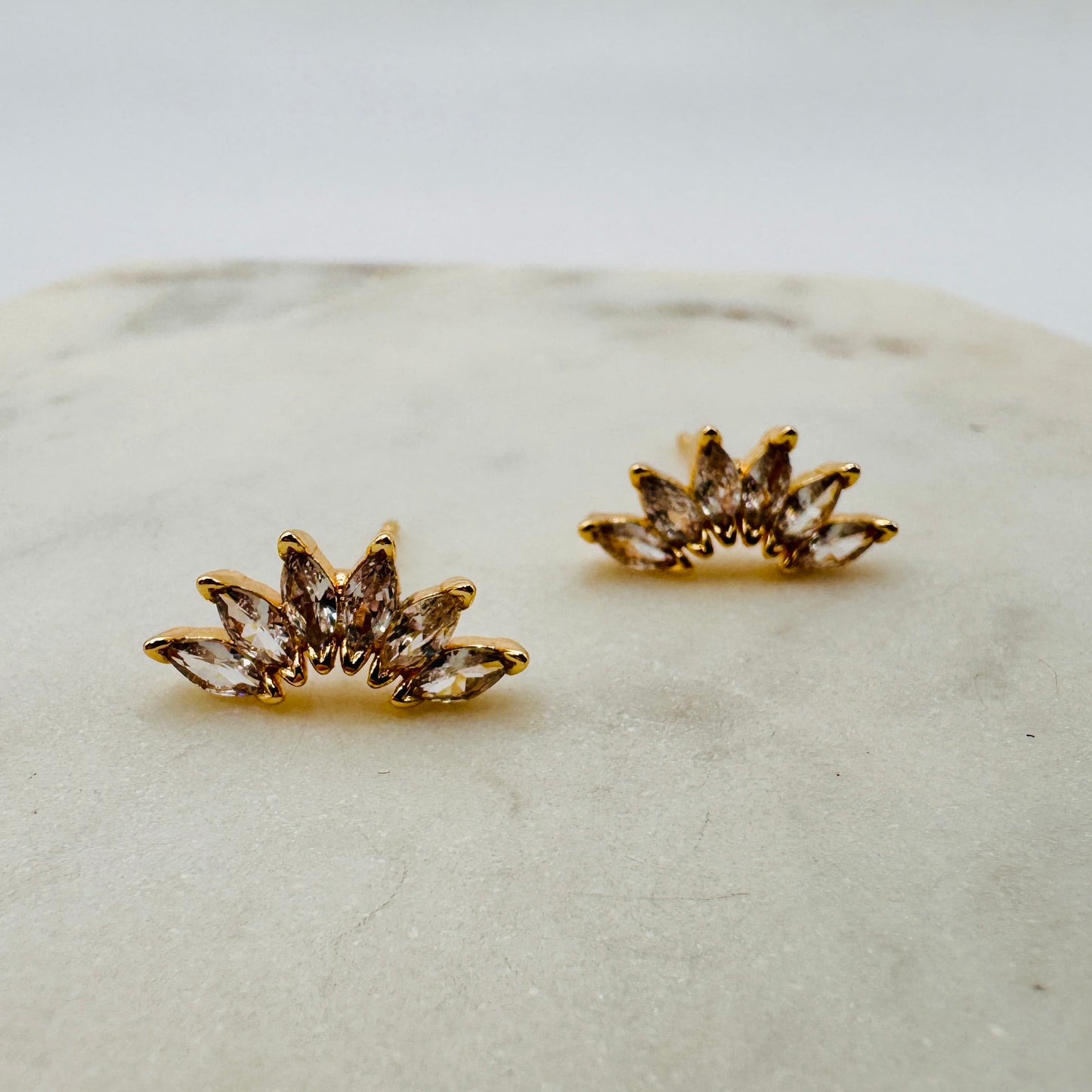 Cubic Zirconia Leaf petal Stud