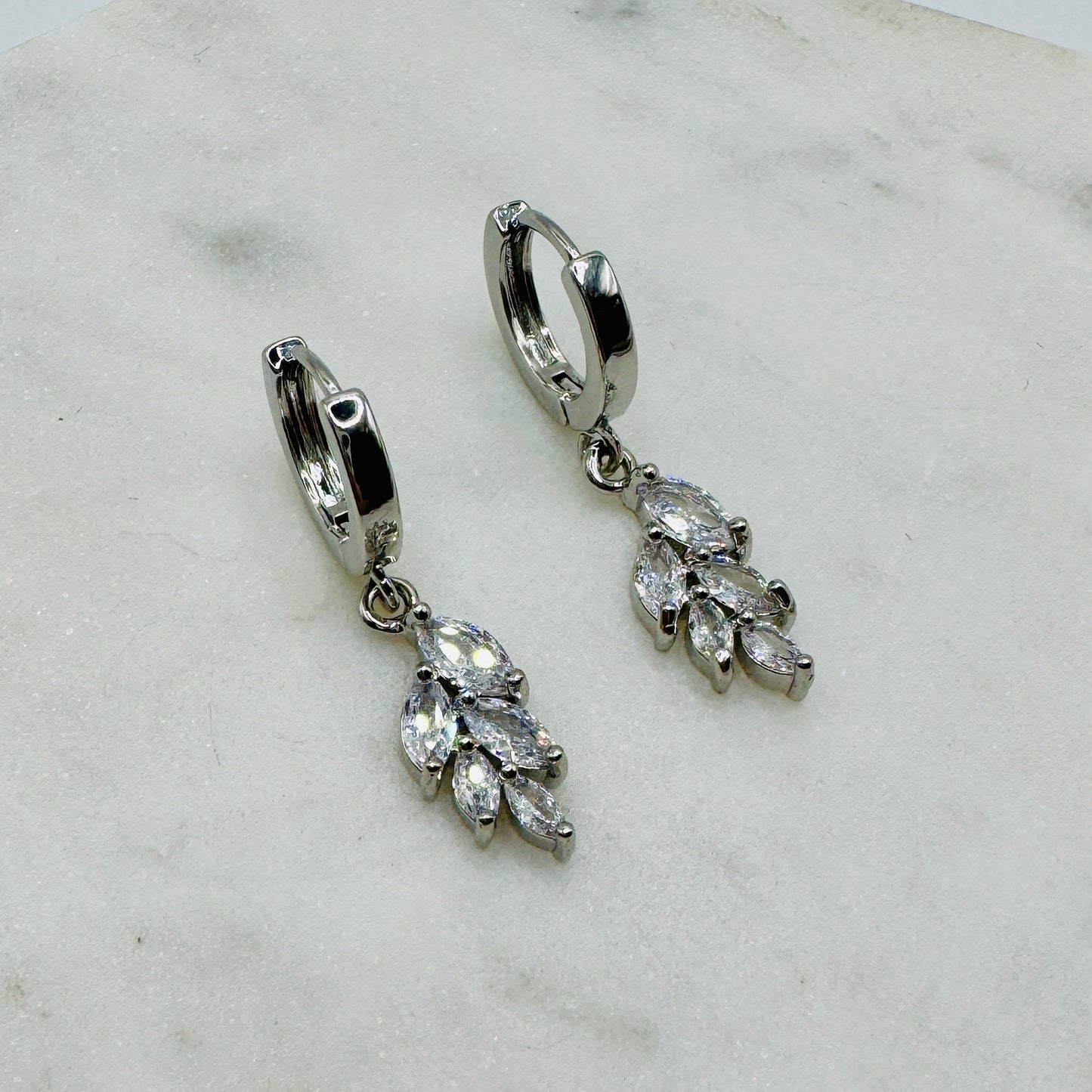 Silver colored Cubic Zirconia Huggie Earrings