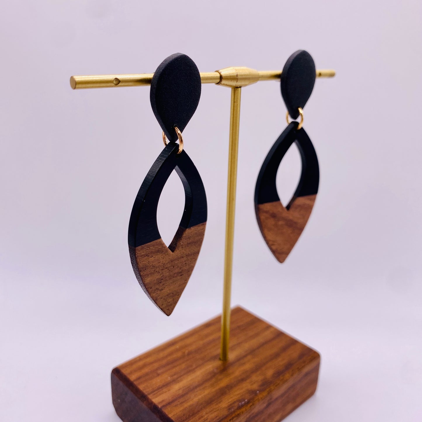 Black & Wood Dangle Earring