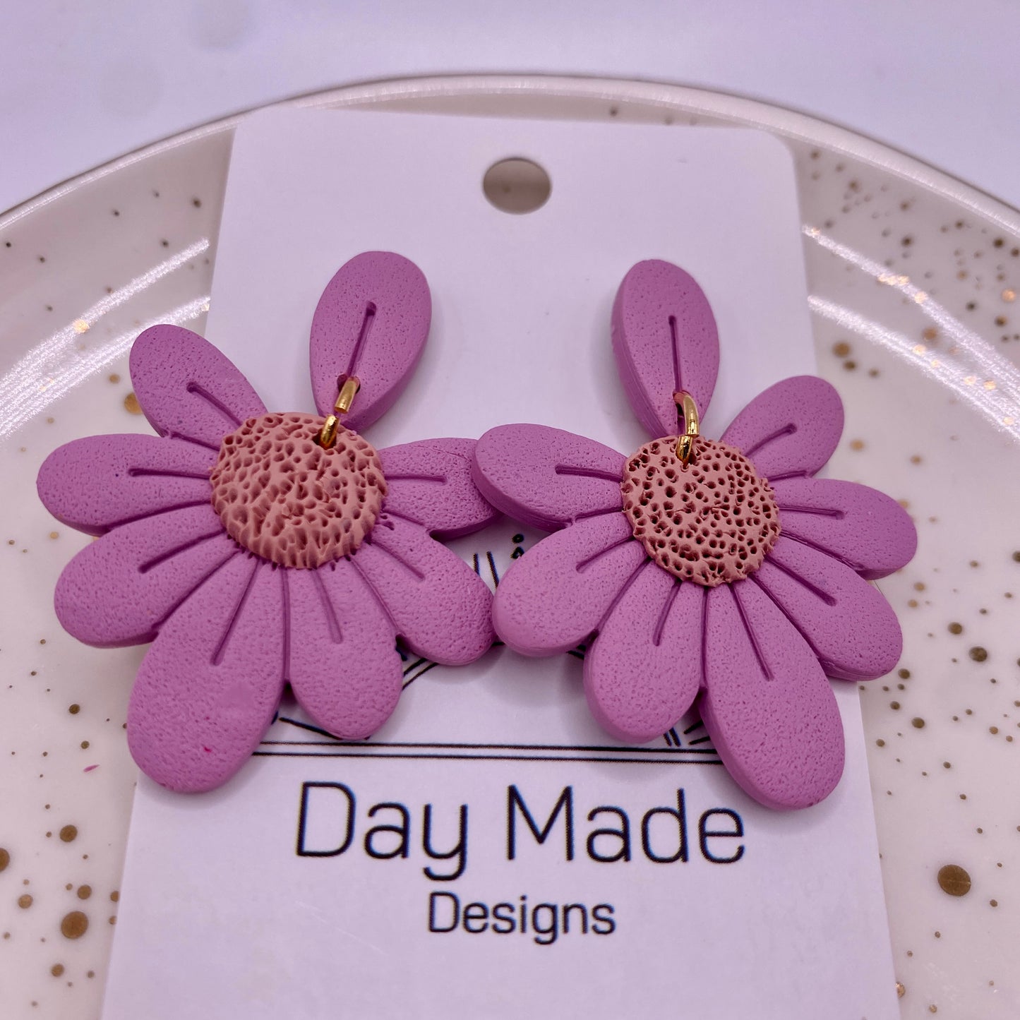 Purple Flower Dangle Earrings