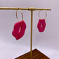 Pink lips Dangle Earrings