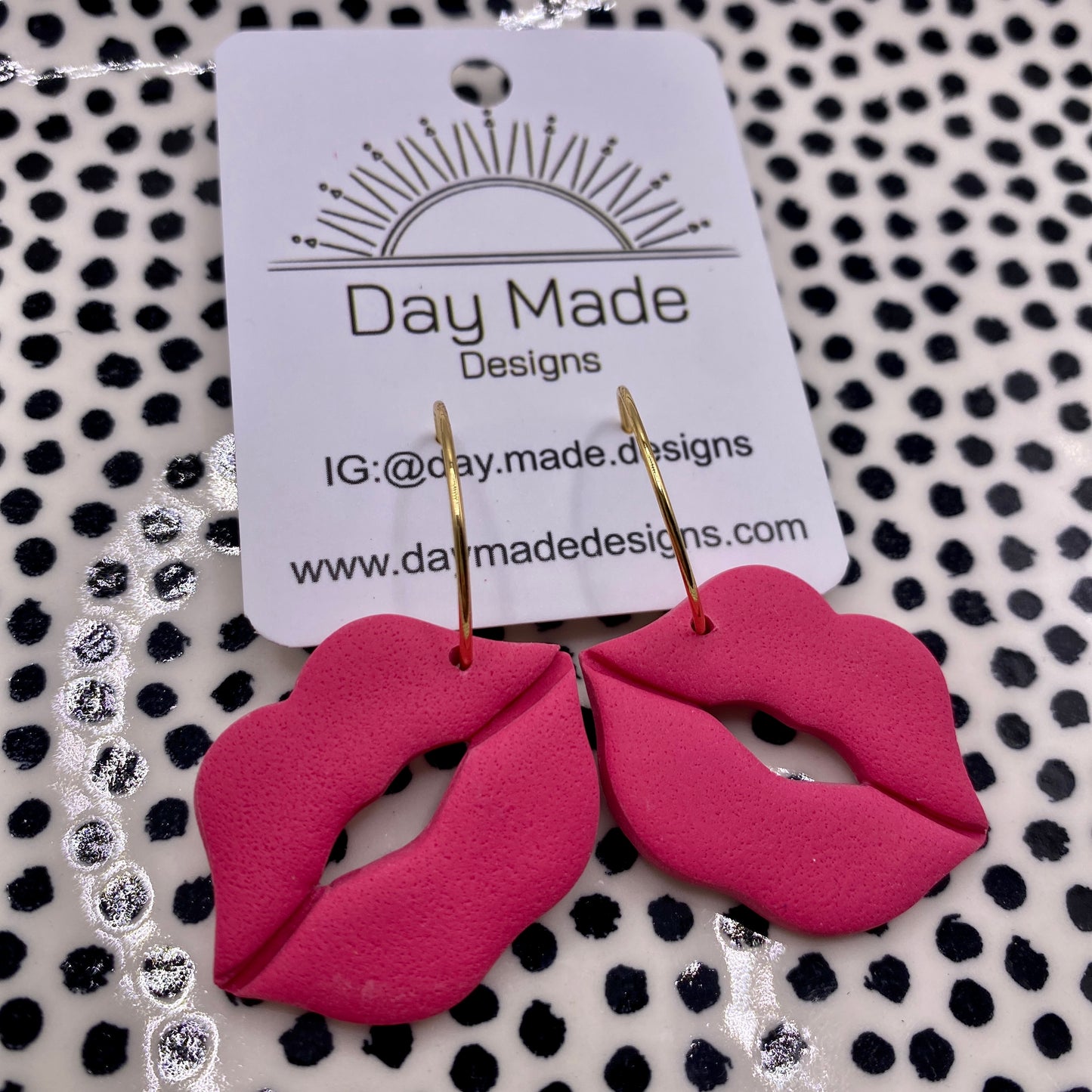 Pink lips Dangle Earrings