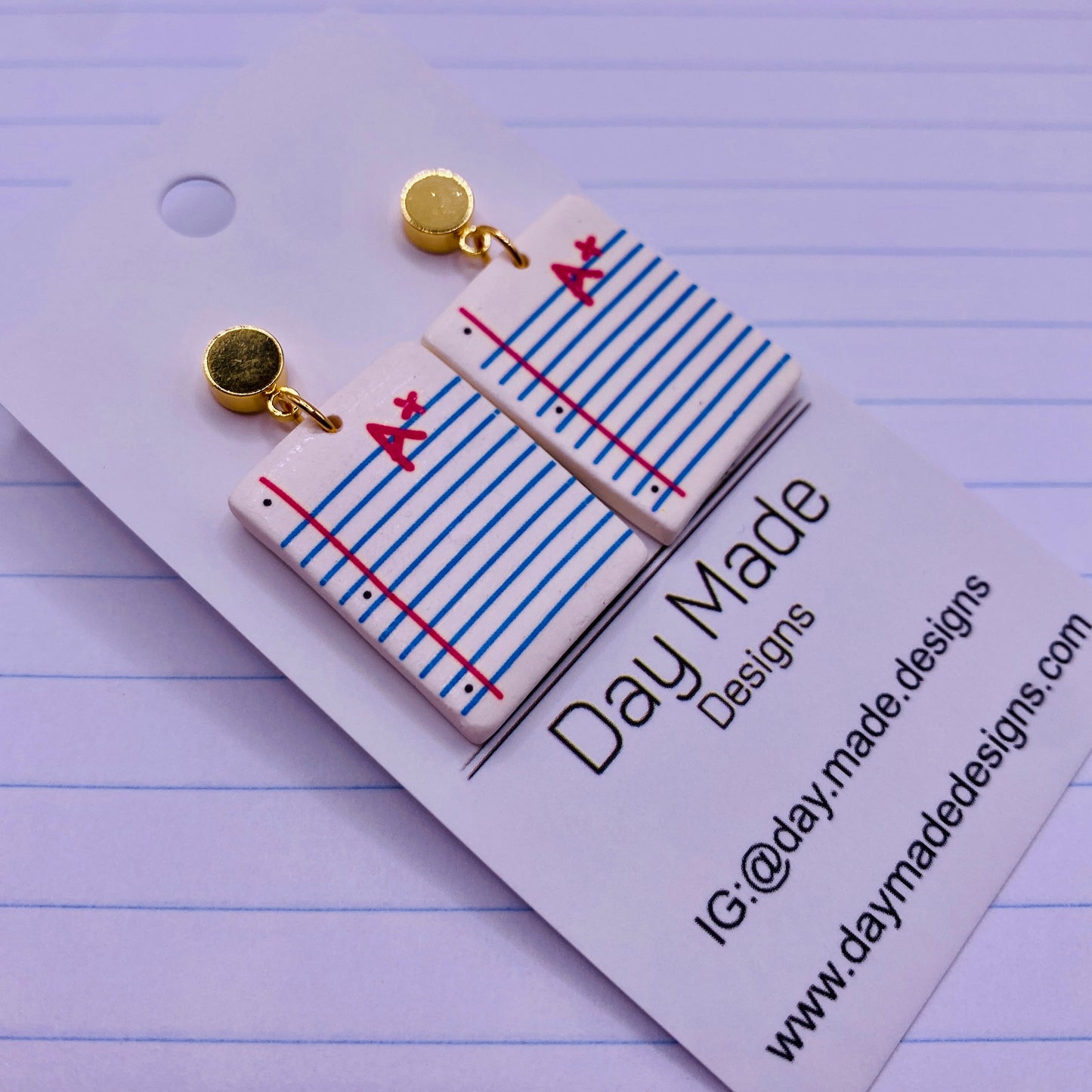 A+ Note Pad Earrings