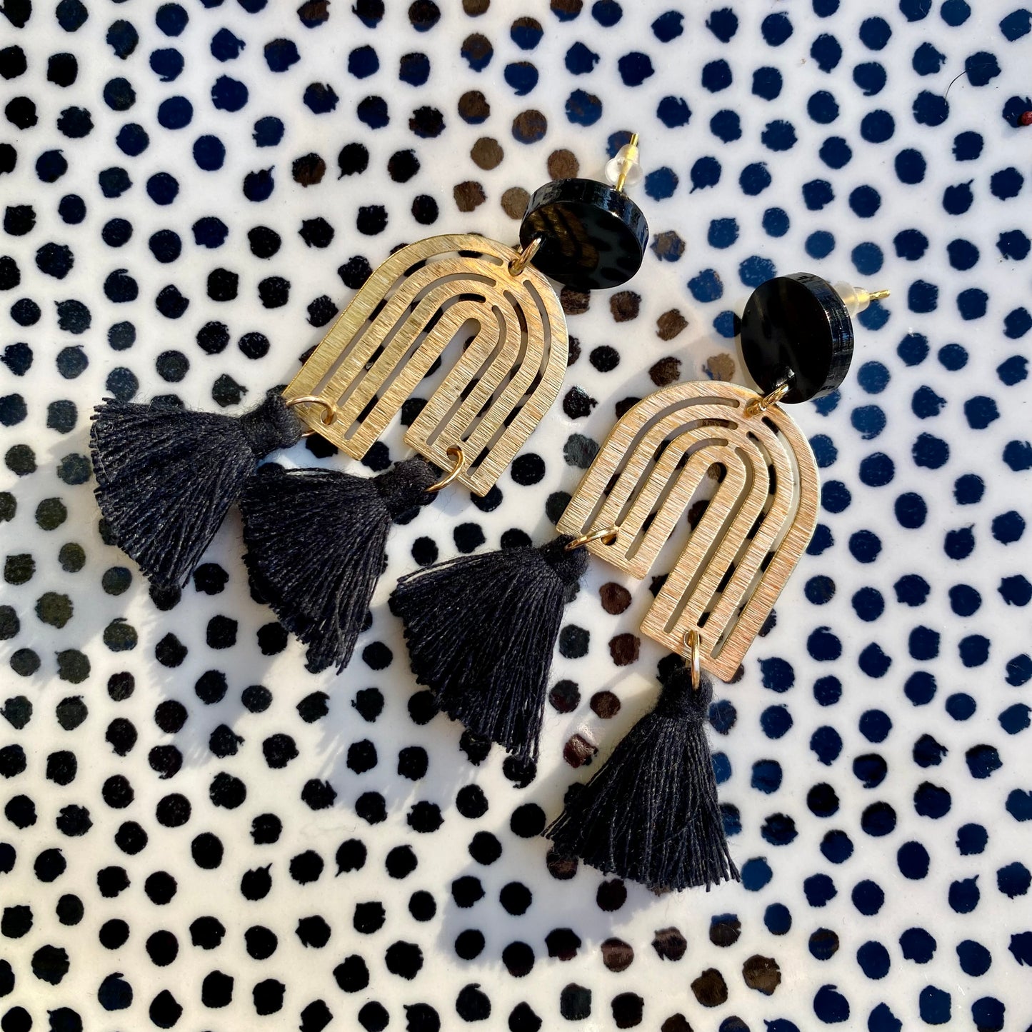 Black & gold Boho rainbow earrings