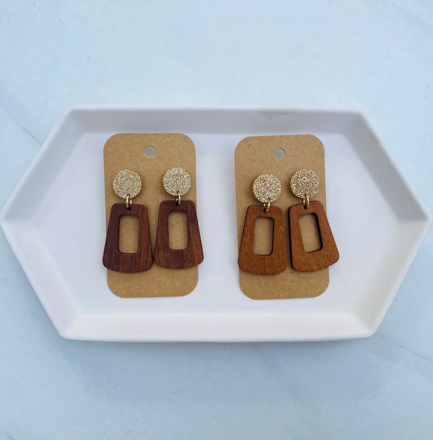 Wood & Glitter Earrings