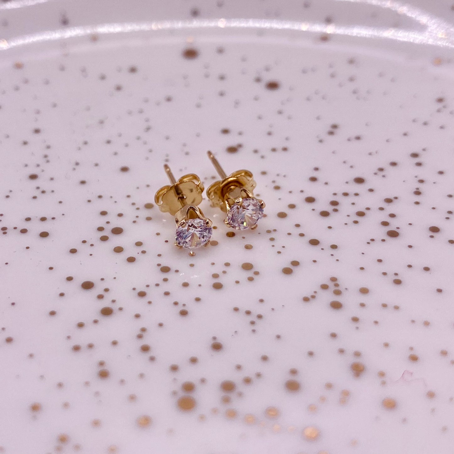 Sparkly Gold Filled CZ Studs