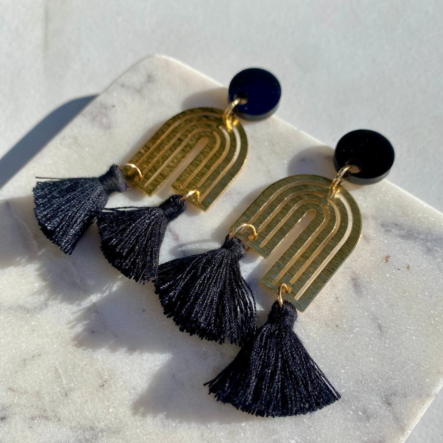 Black & gold Boho rainbow earrings